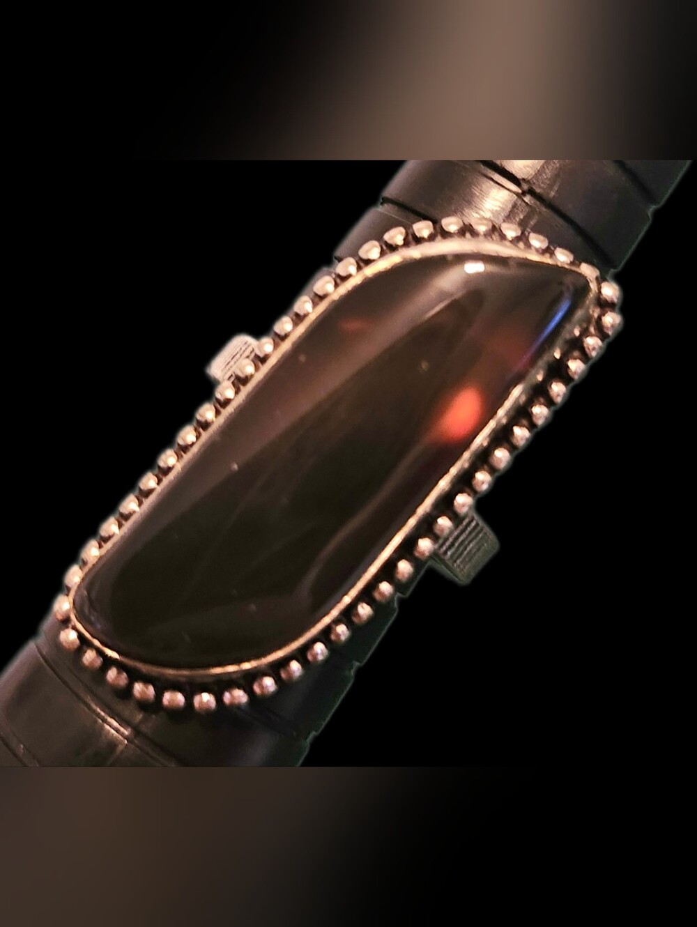 Vintage 925 Sterling Silver & Brown Agate Ring